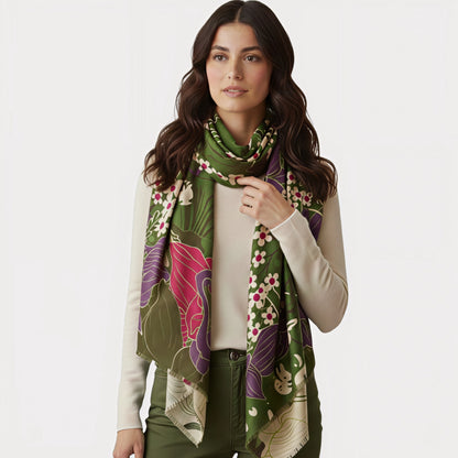 Botanical Earthy Green Scarf
