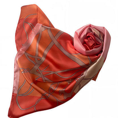 Coral  Retro Horse Silk Scarf