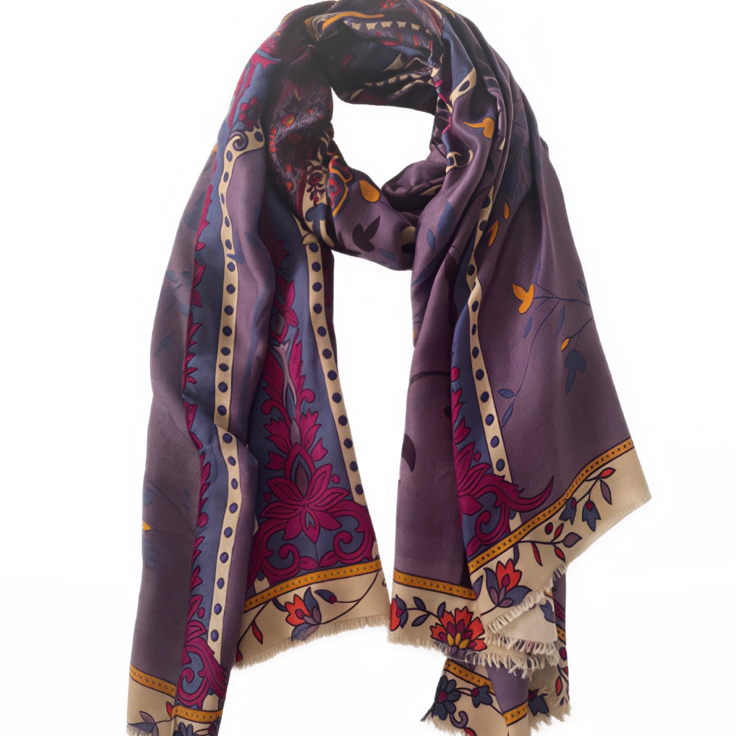 Purple Floral Artisan Scarf