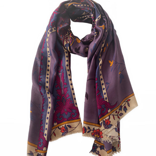 Purple Floral Artisan Scarf