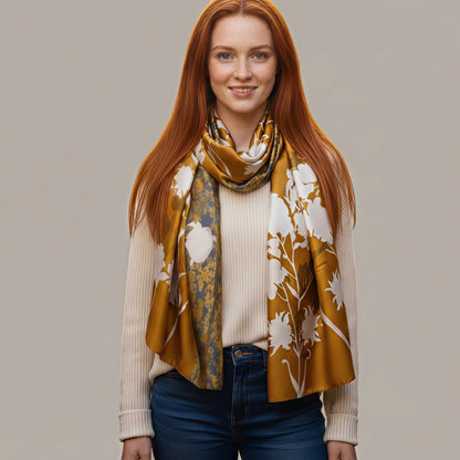 Botanical Silk-Satin Scarf
