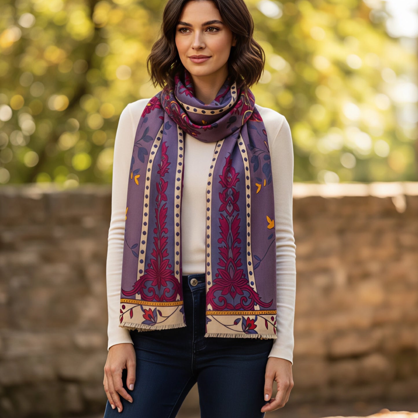Purple Floral Artisan Scarf