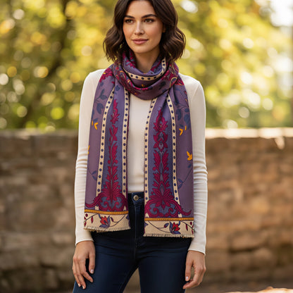 Purple Floral Artisan Scarf