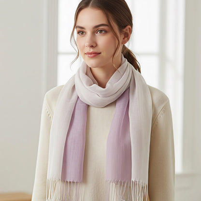 Lilac/White Linen Scarf