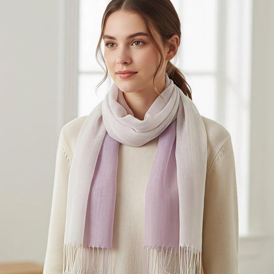 Lilac/White Linen Scarf