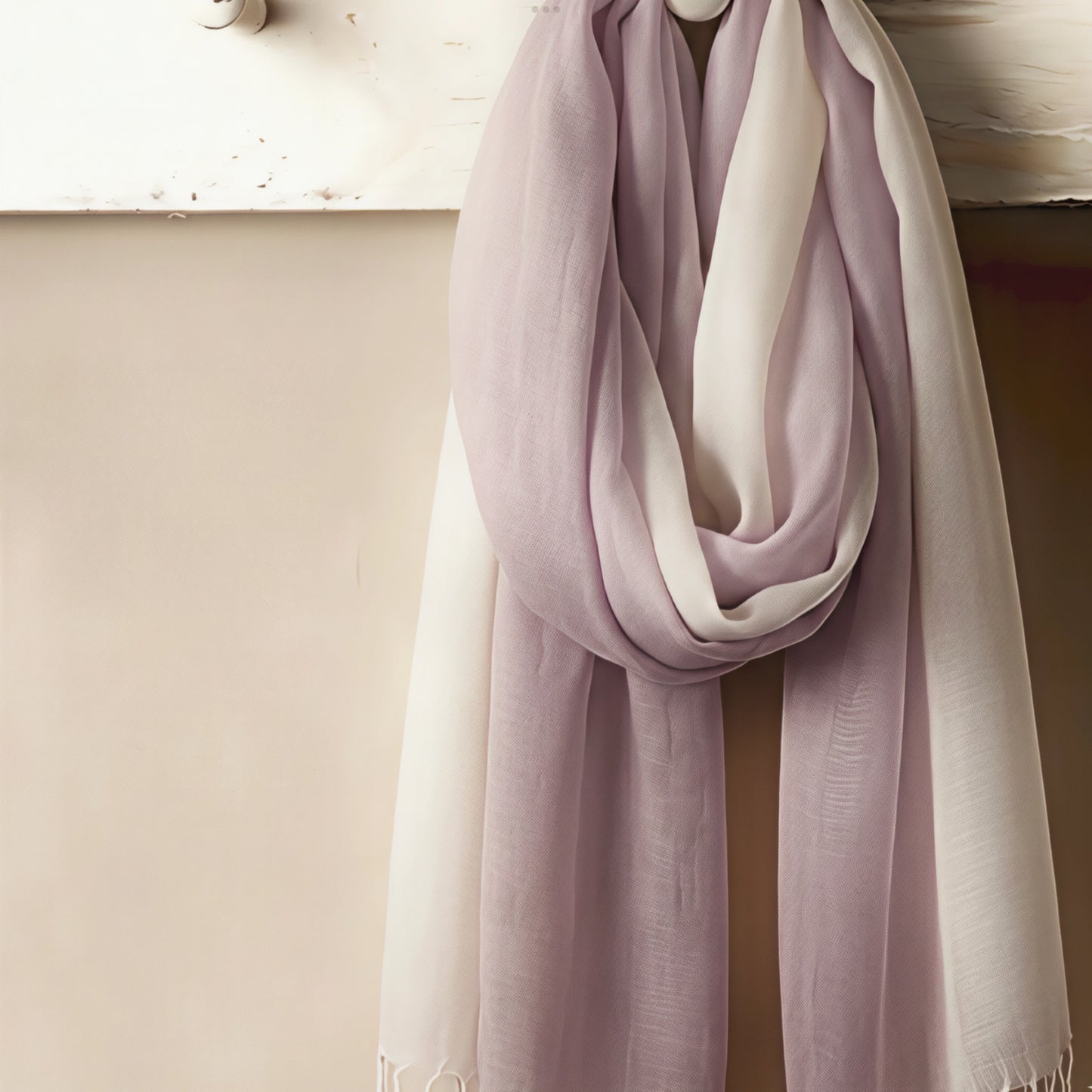 Lilac/White Linen Scarf