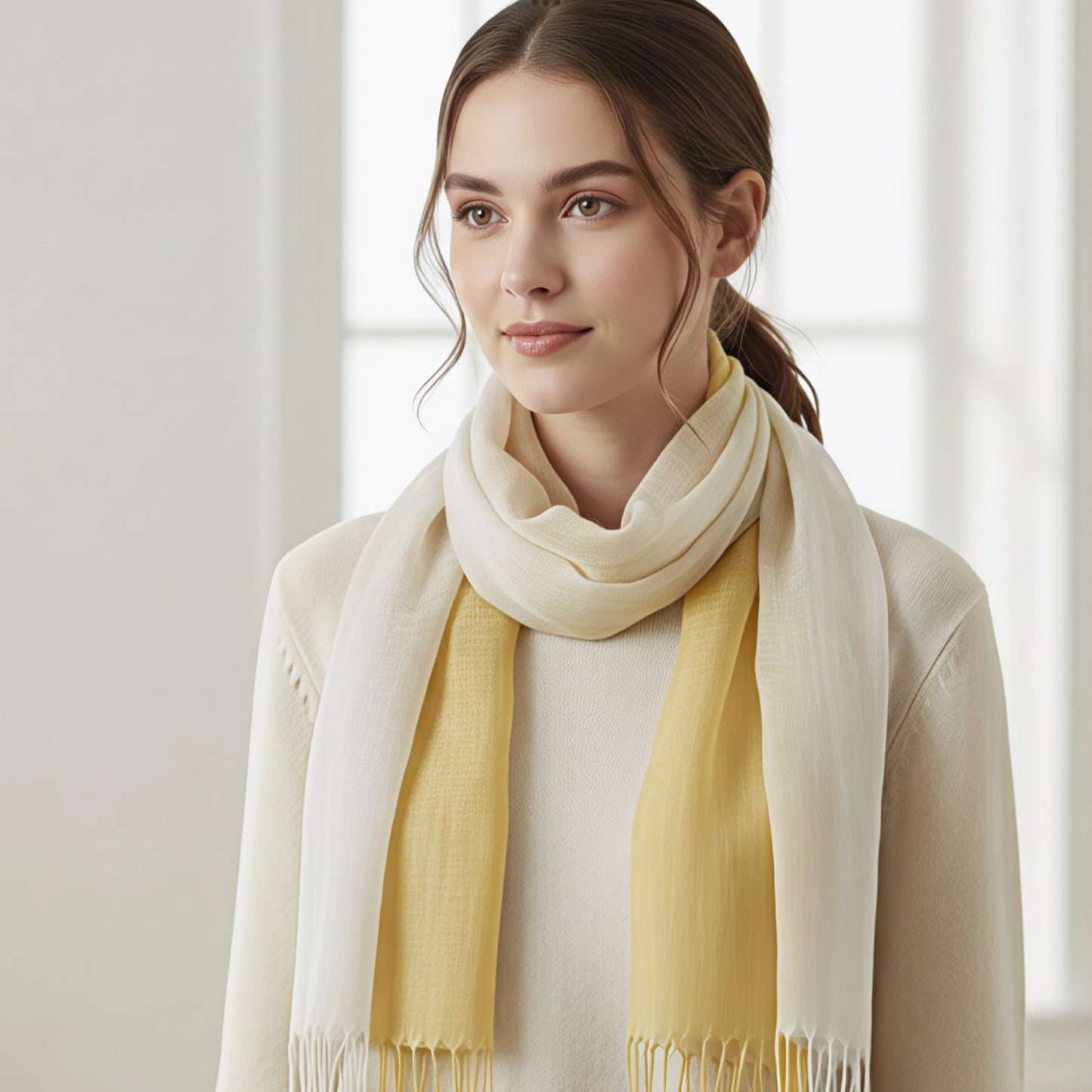 Yellow/White Linen Scarf