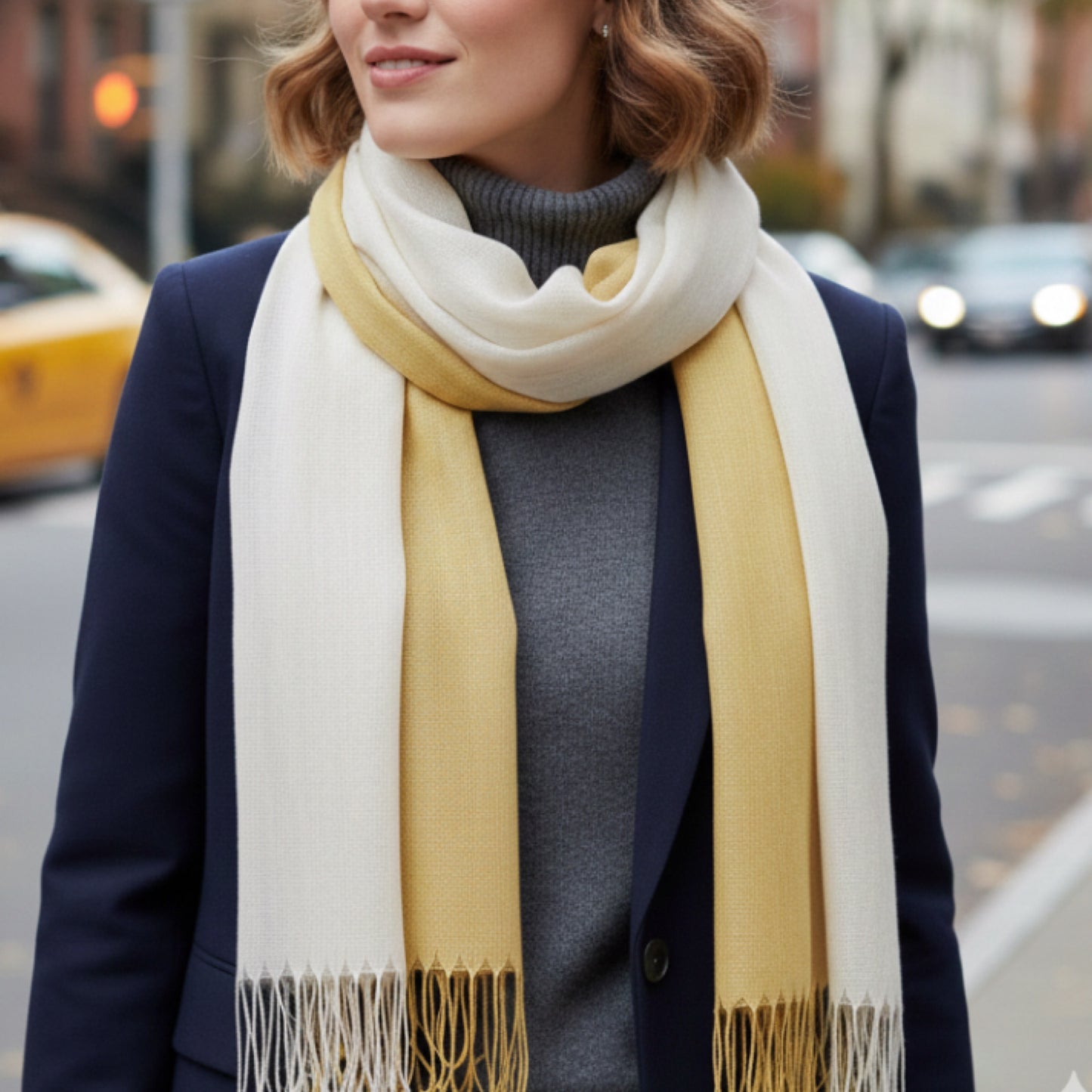 Yellow/White Linen Scarf
