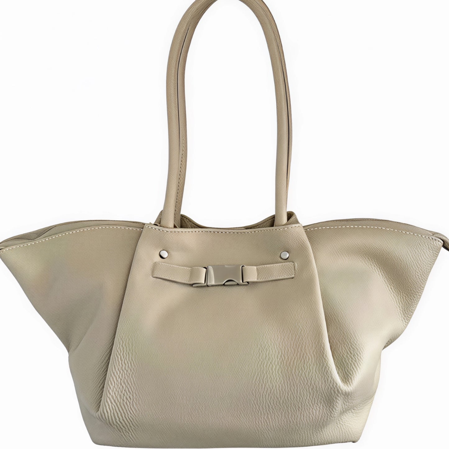 Rubi Creamy Beige Leather Tote Bag