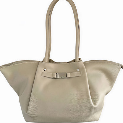 Rubi Creamy Beige Leather Tote Bag