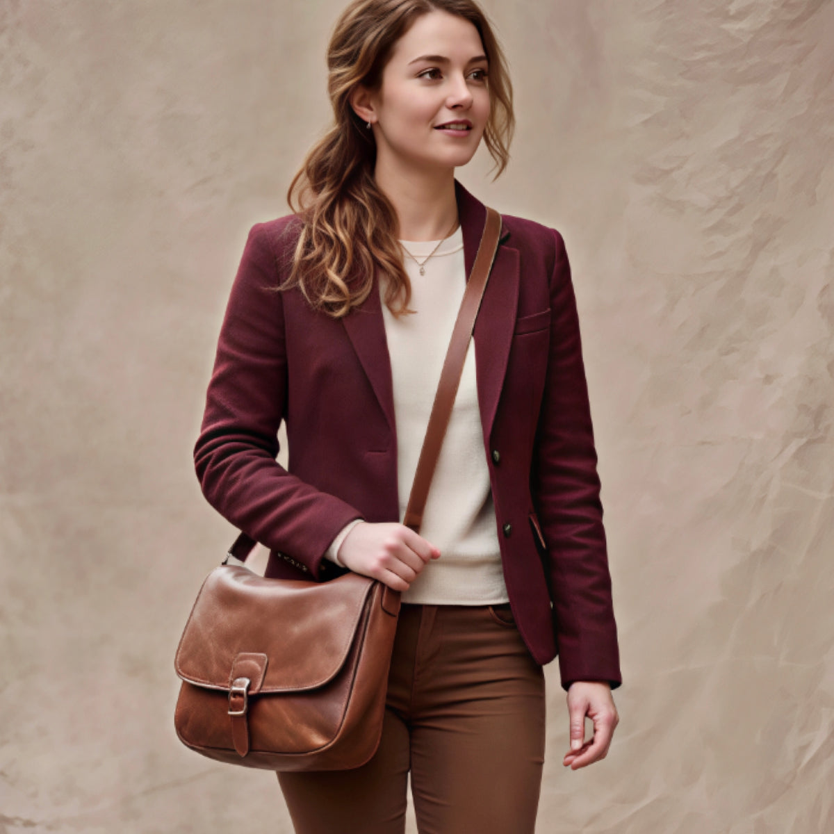 Vegan Brown Crossbody Bag