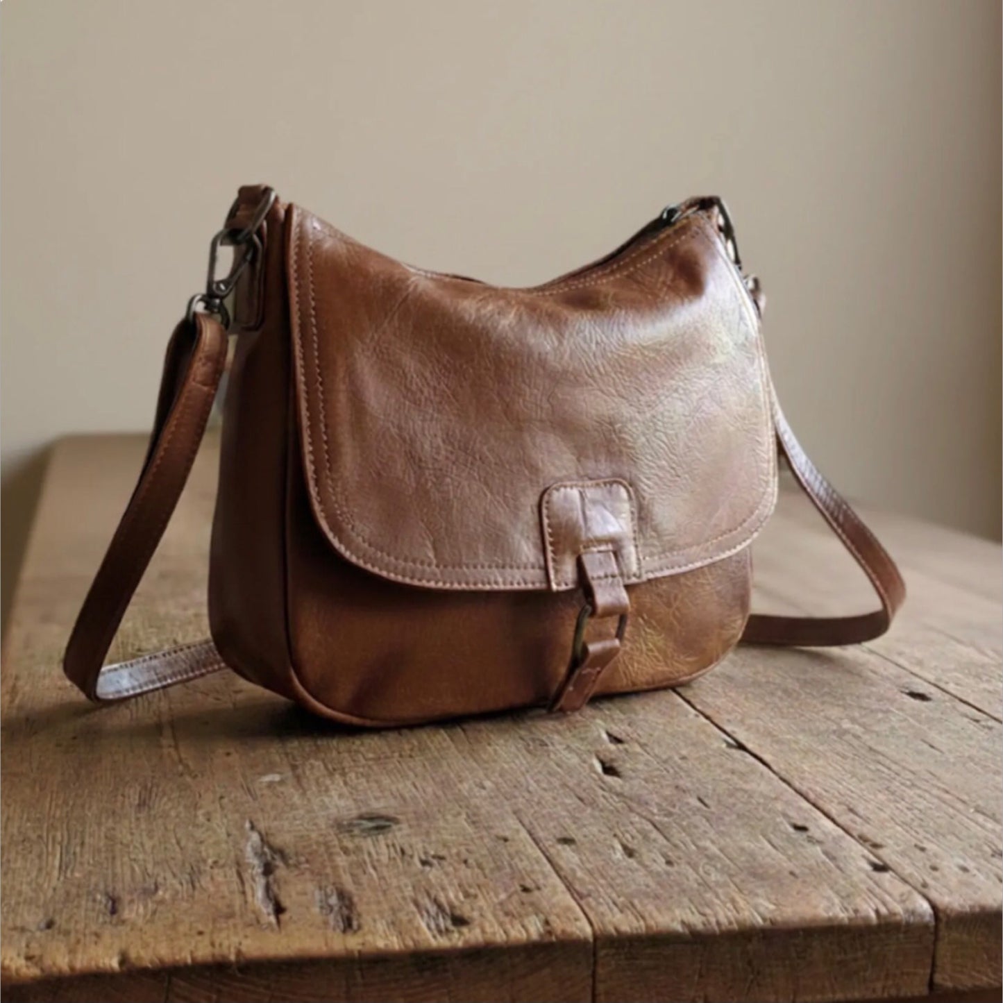 Vegan Brown Crossbody Bag