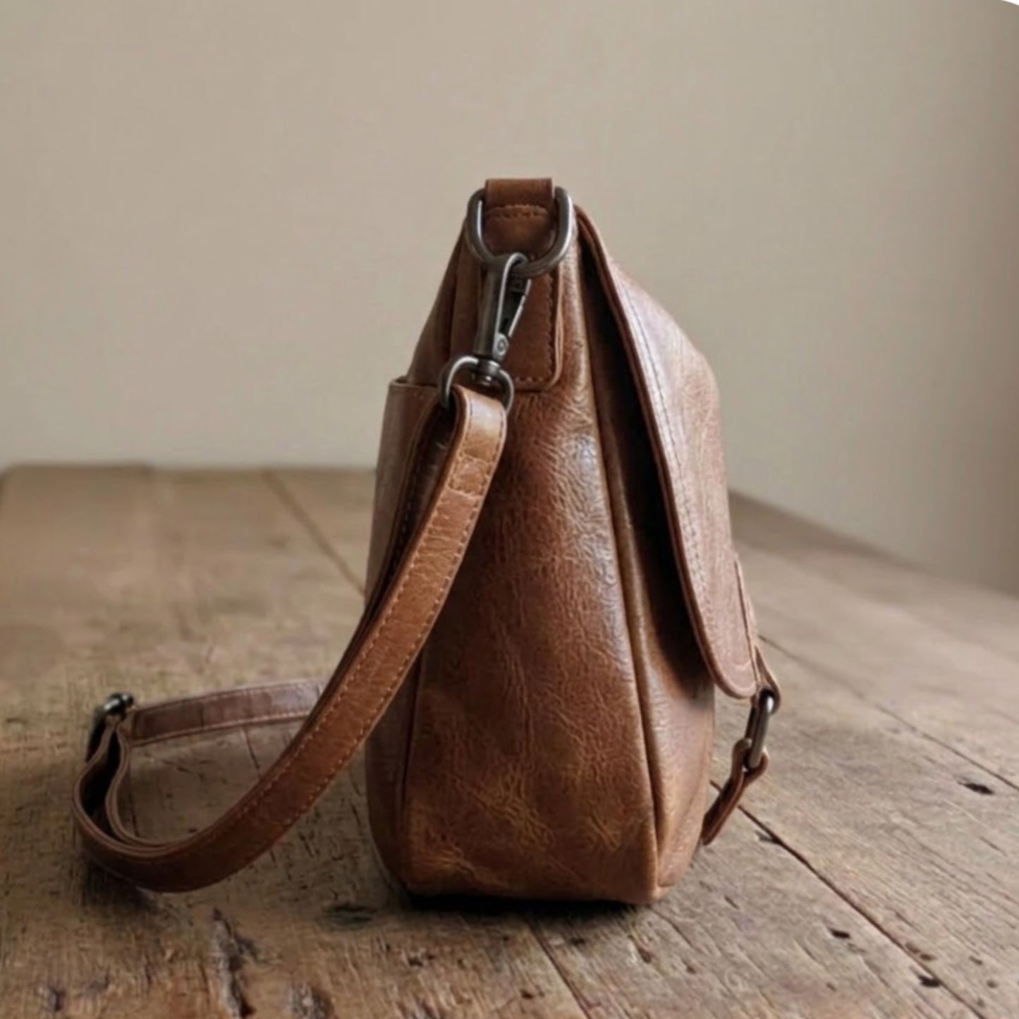 Vegan Brown Crossbody Bag