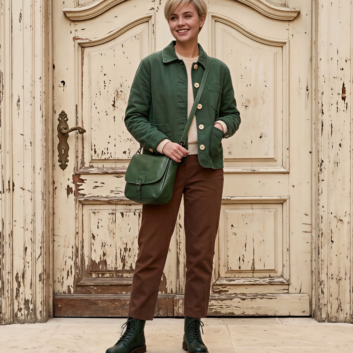 Vegan Green Crossbody Bag