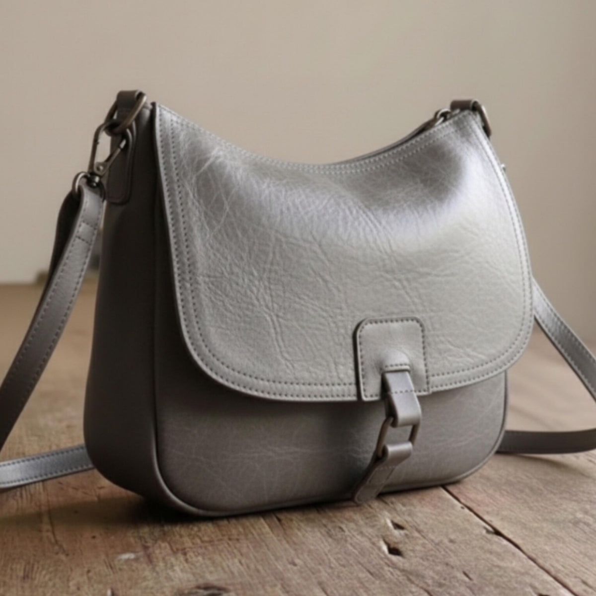 Vegan Grey Crossbody Bag