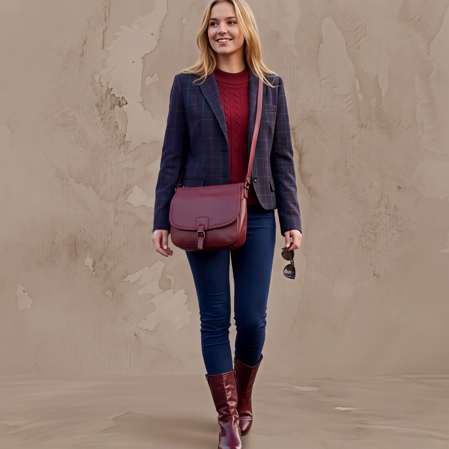 Vegan Burgundy Crossbody Bag