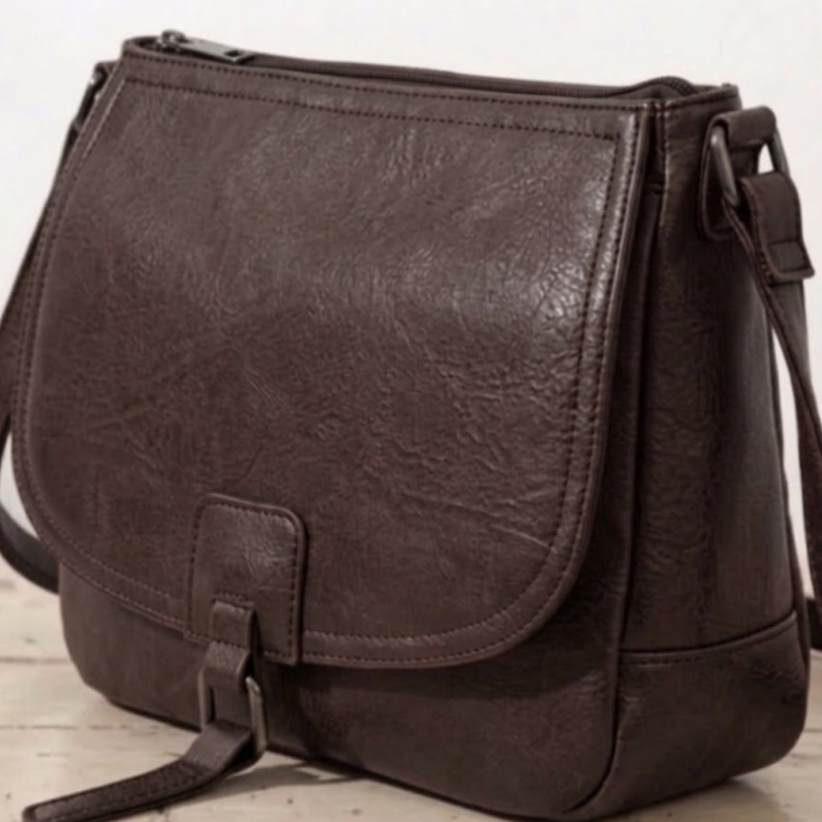Vegan Dark Brown Crossbody Bag