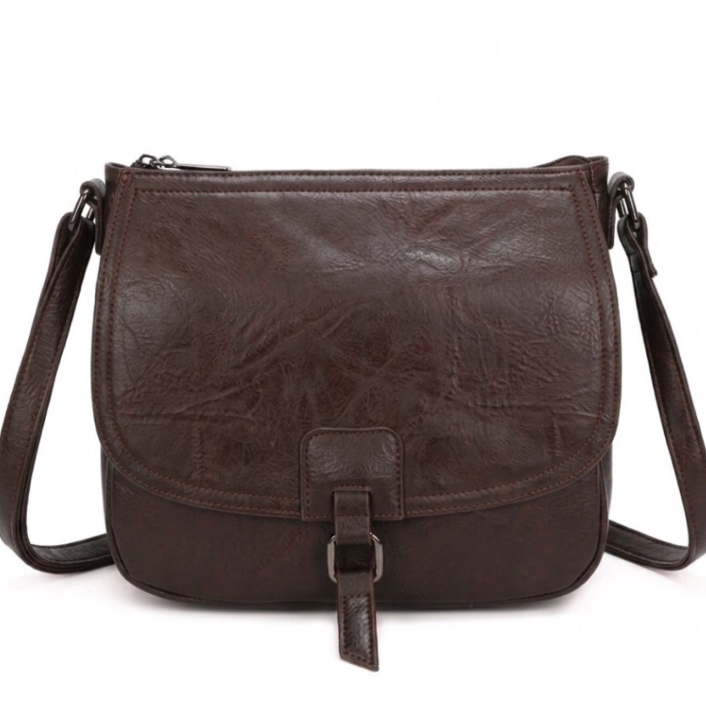 Vegan Dark Brown Crossbody Bag