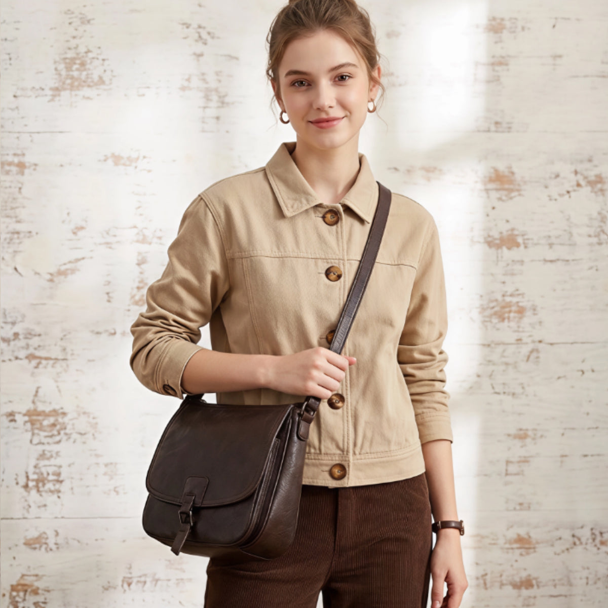 Vegan Dark Brown Crossbody Bag