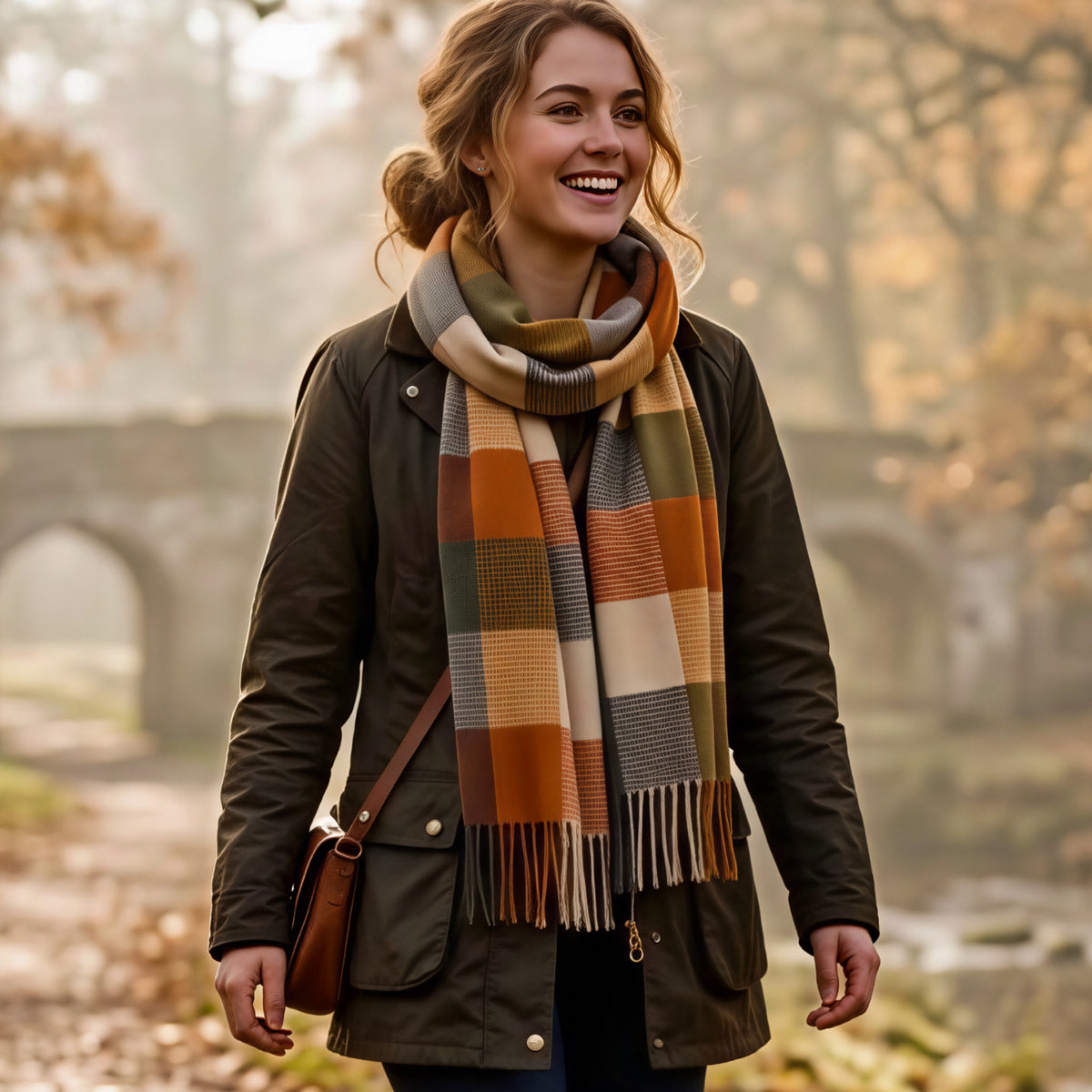 Autumnal check scarf