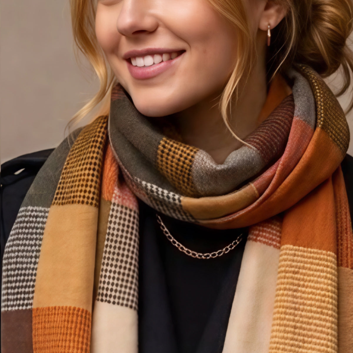 Autumnal check scarf